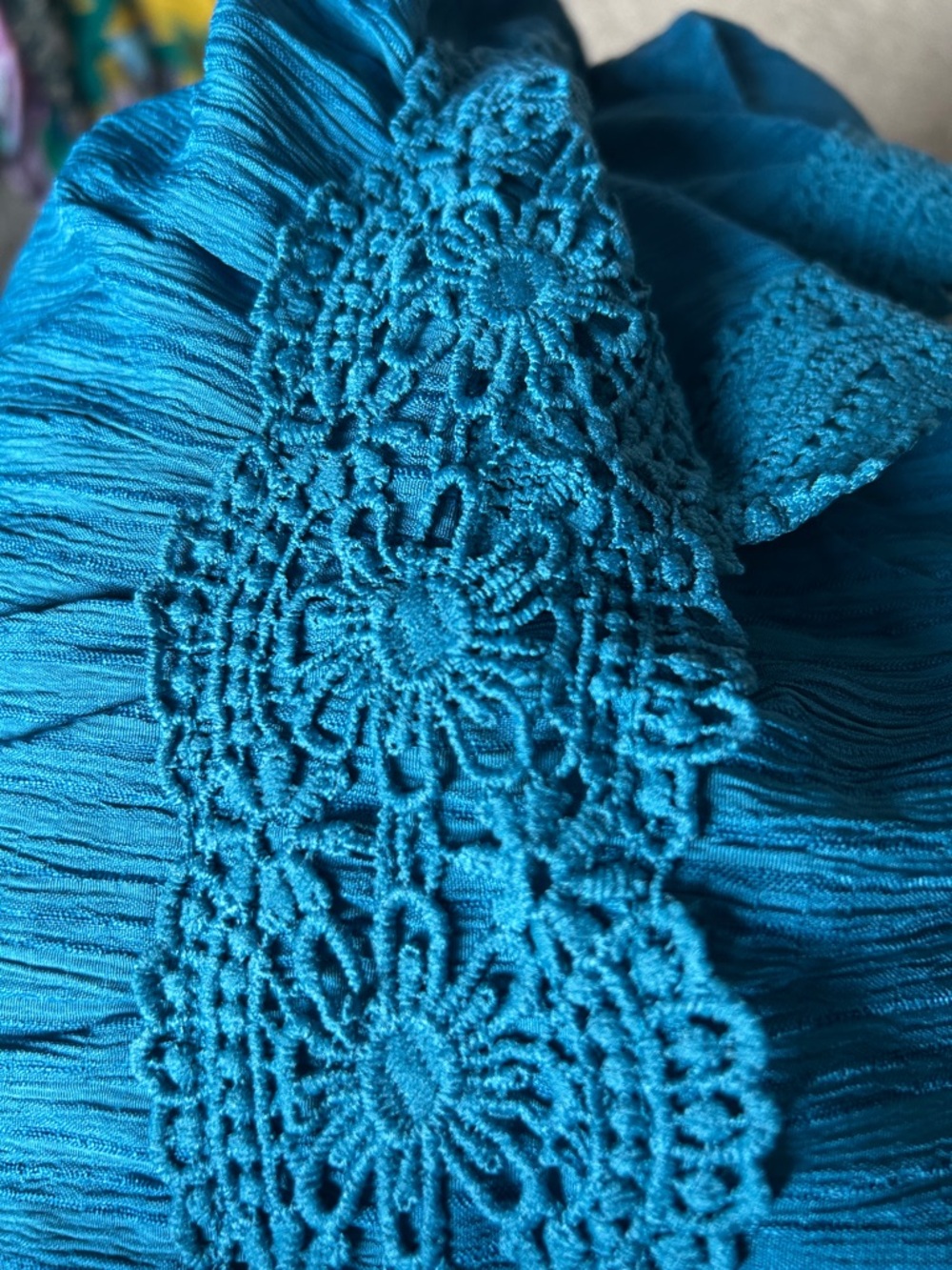 BloomChic Teal Midi Dress with Lace Waistband - Picture 8 of 8